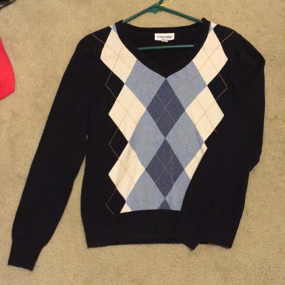 Navy blue argyle sweater